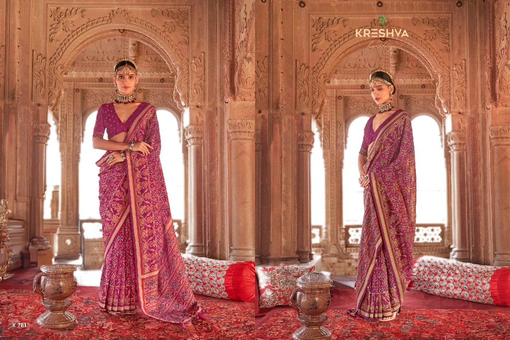 Kreshva Rang Vatika Wholesale Two Tone Fabrics Party Wear Sarees