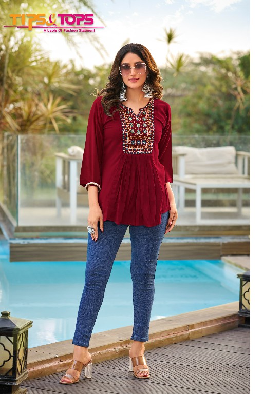 TIPS AND TOPS SANA VOL 4 FANCY EMBROIDERY GIRLS SHORT TUNIC