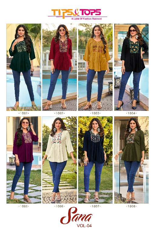 TIPS AND TOPS SANA VOL 4 FANCY EMBROIDERY GIRLS SHORT TUNIC