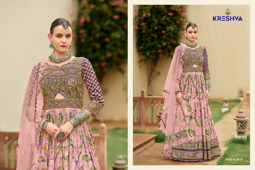 Kreshva Aadyasha Wholesale Smooth Silk Designer Gown With Dupatta