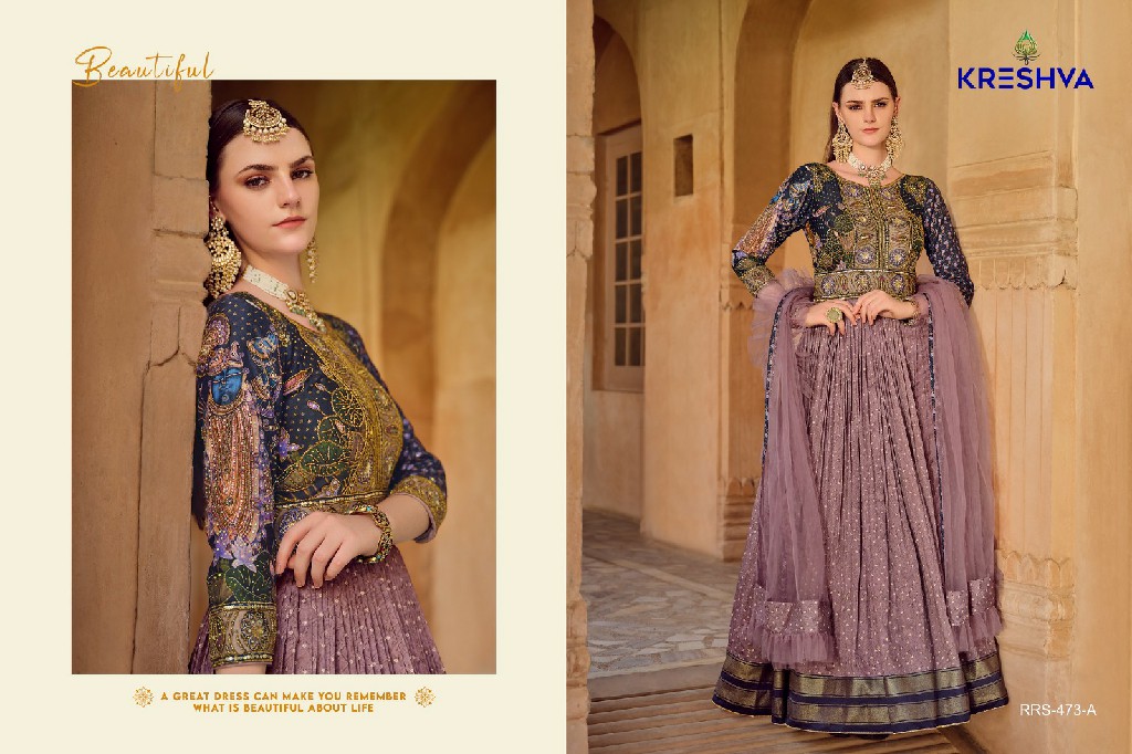 Kreshva Aadyasha Wholesale Smooth Silk Designer Gown With Dupatta