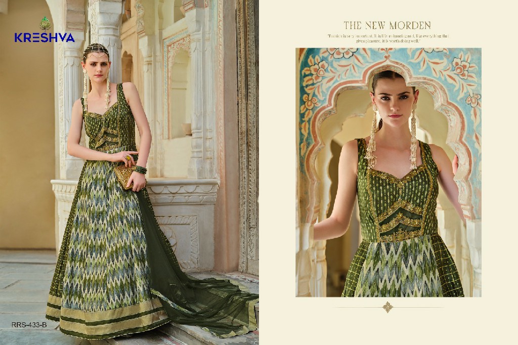 Kreshva Aadyasha Wholesale Smooth Silk Designer Gown With Dupatta