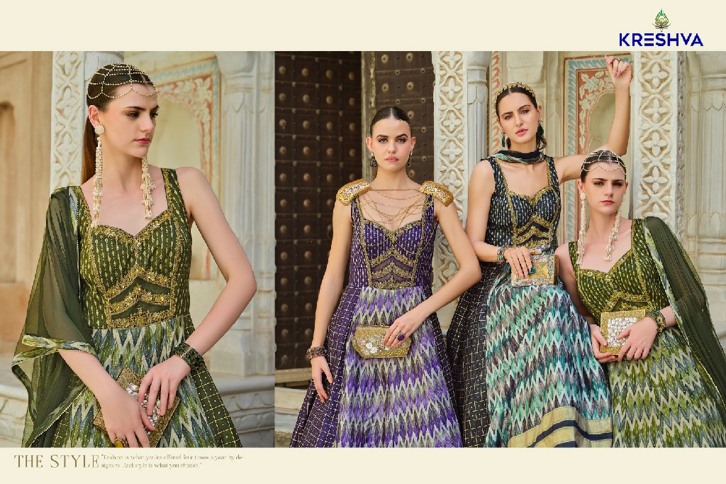 Kreshva Aadyasha Wholesale Smooth Silk Designer Gown With Dupatta