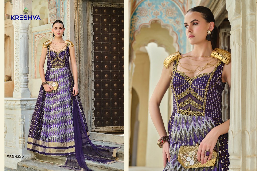 Kreshva Aadyasha Wholesale Smooth Silk Designer Gown With Dupatta