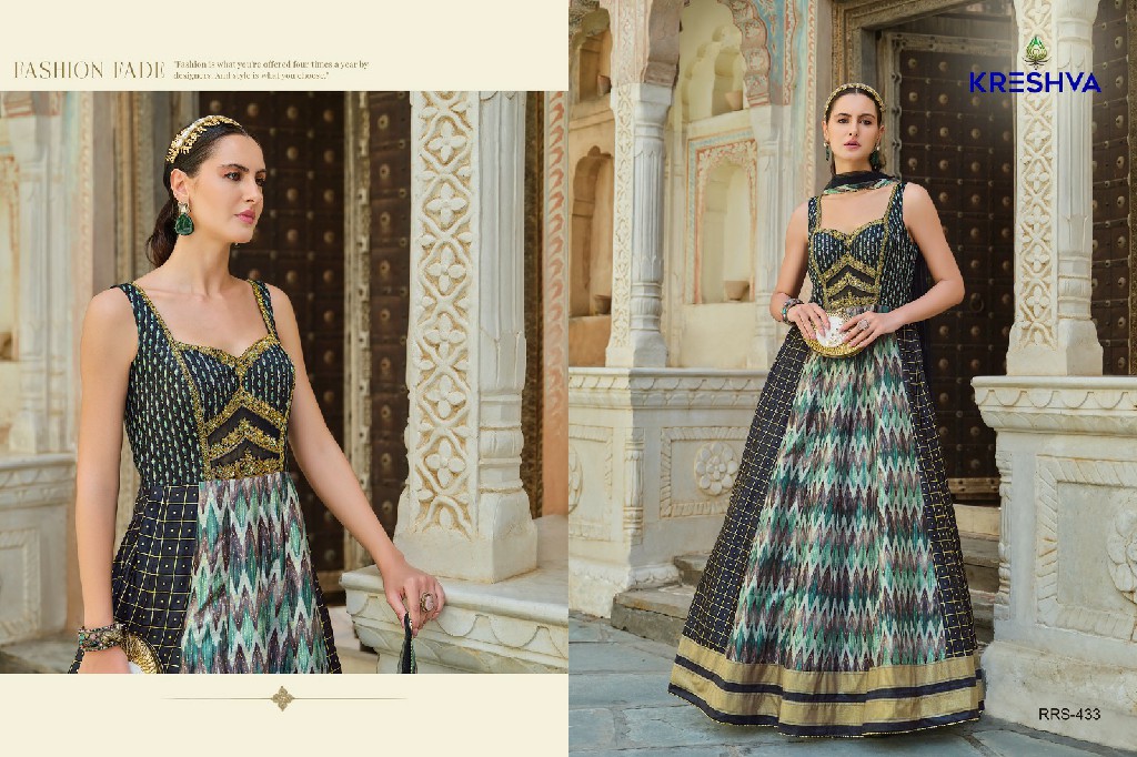 Kreshva Aadyasha Wholesale Smooth Silk Designer Gown With Dupatta