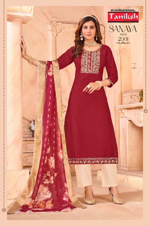 Taniksh Sanaya Vol-2 Wholesale Vertical Fabrics Readymade 3 Piece Suits