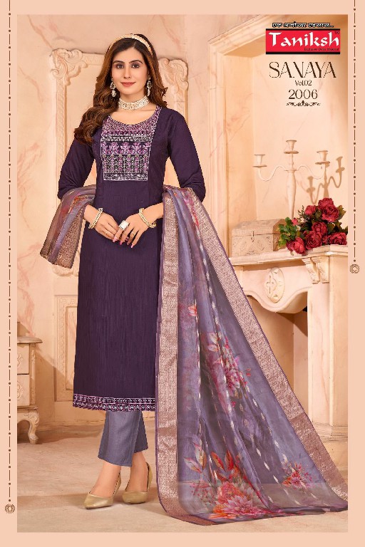 Taniksh Sanaya Vol-2 Wholesale Vertical Fabrics Readymade 3 Piece Suits