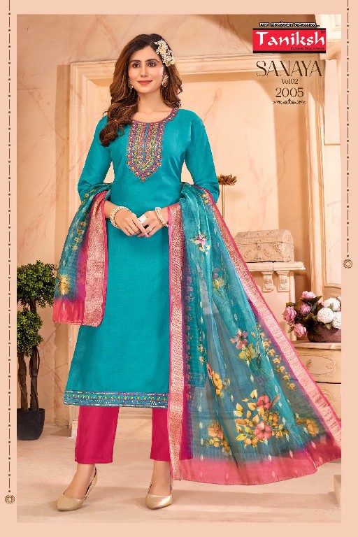 Taniksh Sanaya Vol-2 Wholesale Vertical Fabrics Readymade 3 Piece Suits