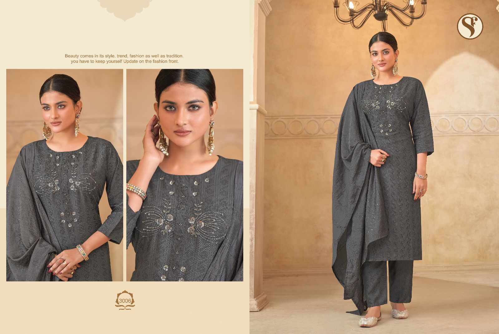 Sweety Stone Vol-3 Wholesale Rayon With Hand Work Top With Pant And Dupatta