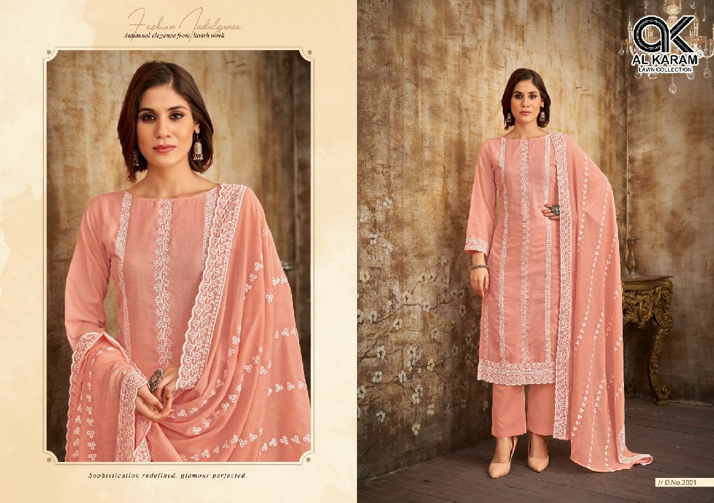 Al karam Lahori Work Wholesale Pure Cotton With Embroidery Work Dress Material