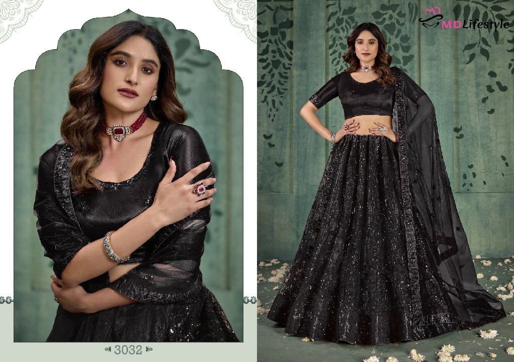 MD Lifestyle Hirwa Vol-4 Wholesale Exclusive Embroidered Semi Stitched Net Lehenga Choli Collection