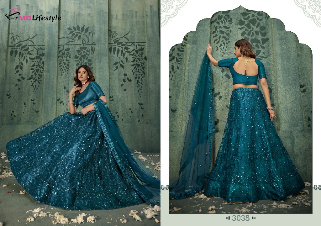 MD Lifestyle Hirwa Vol-4 Wholesale Exclusive Embroidered Semi Stitched Net Lehenga Choli Collection