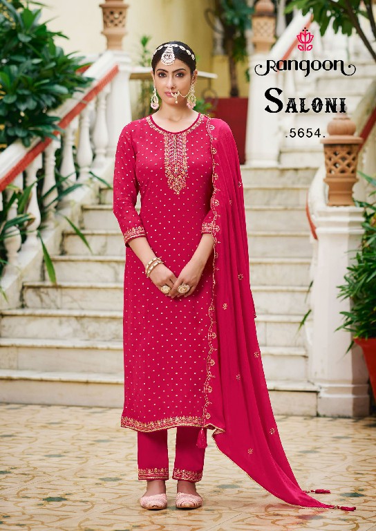 Rangoon Saloni Wholesale Pure Chinon With Fancy Work Readymade Suits