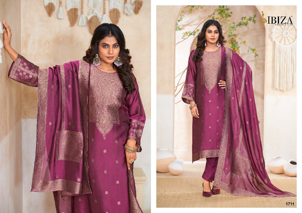 Ibiza Floria Wholesale Pure Banglory Silk With Handwork Straight Suits