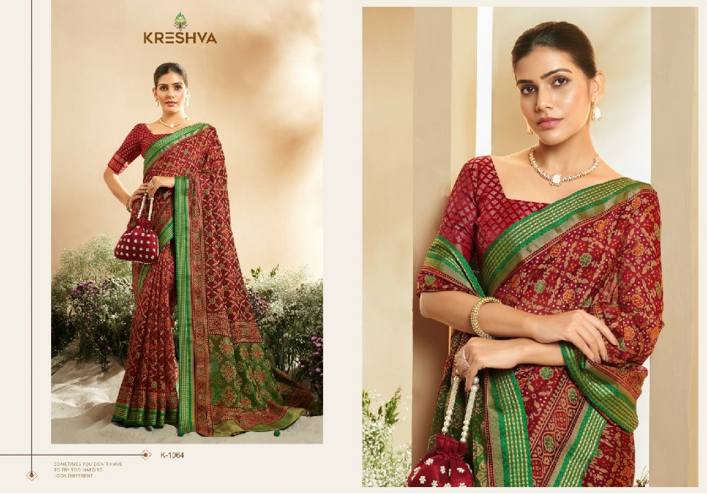 Kreshva Anamika Wholesale Georgette With Burnout Ethnic Sarees