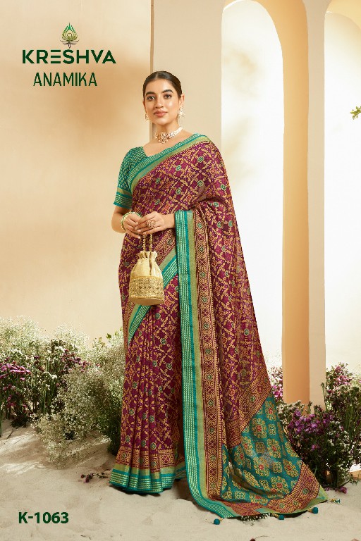 Kreshva Anamika Wholesale Georgette With Burnout Ethnic Sarees