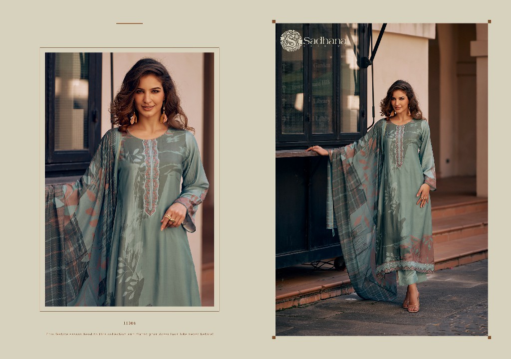 Sadhana Freya Wholesale Pure Muslin Silk With Fancy Work Salwar Suits