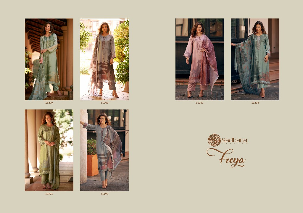 Sadhana Freya Wholesale Pure Muslin Silk With Fancy Work Salwar Suits