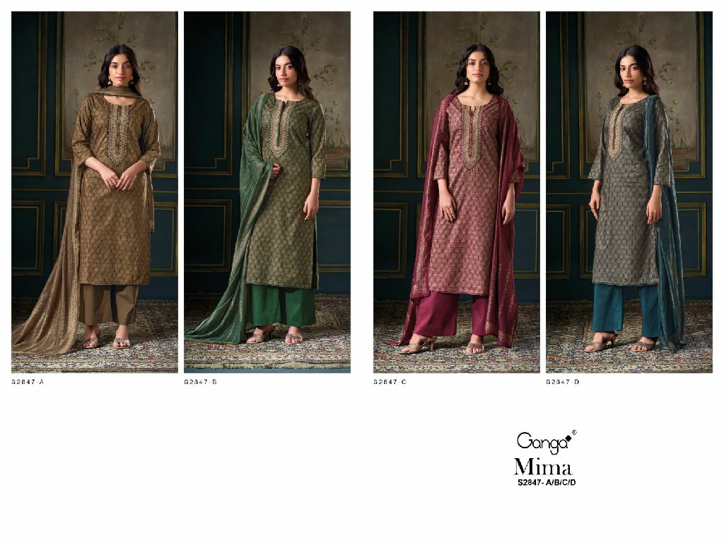 Ganga Mima S2847 Wholesale Premium Cotton With Embroidery Salwar Suits