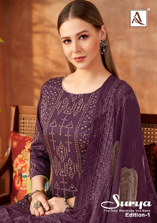 Alok Surya Wholesale Pure Zam With Exclusive Hand Work Dress Material