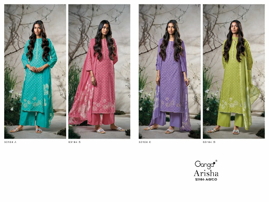 Ganga Arisha S3164 Wholesale Premium Cotton With Embroidery Salwar Suits