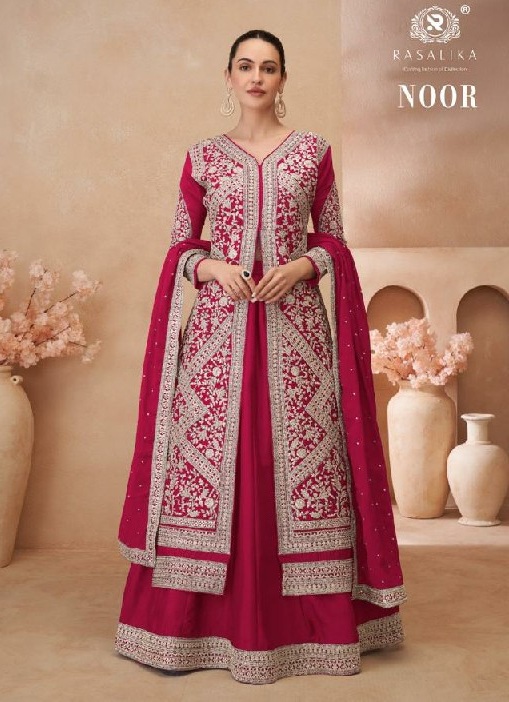 Rasalika Noor Wholesale Real Chinon Silk Free Size Salwar Suits