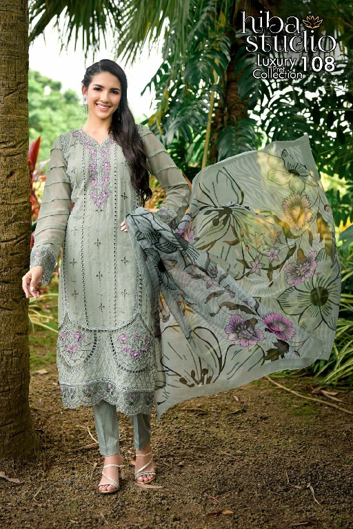 Hiba Studio LPC-108 Wholesale Paired with printed dupatta and tonal pants Collection