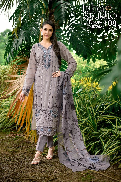 Hiba Studio LPC-108 Wholesale Paired with printed dupatta and tonal pants Collection