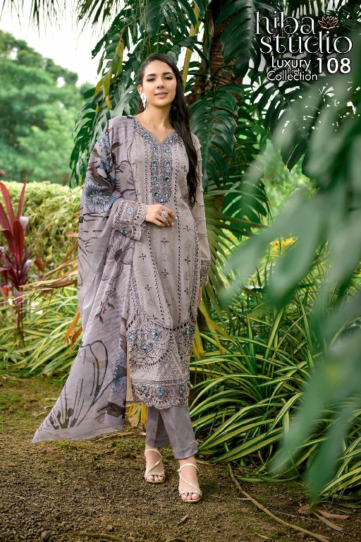 Hiba Studio LPC-108 Wholesale Paired with printed dupatta and tonal pants Collection