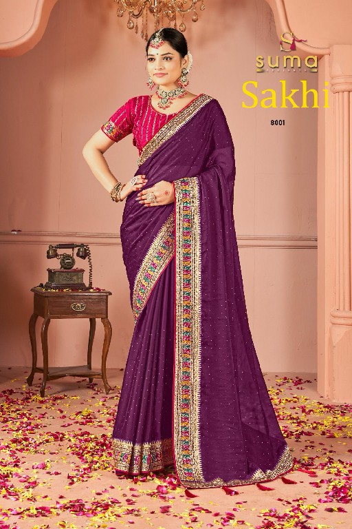 Suma Designer Sakhi D.no 8001 To 8009 Wholesale Party Wear Indian Sarees