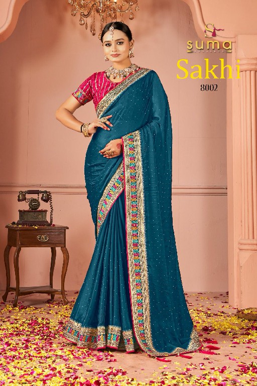 Suma Designer Sakhi D.no 8001 To 8009 Wholesale Party Wear Indian Sarees