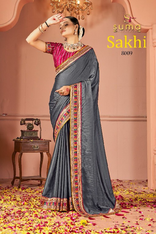 Suma Designer Sakhi D.no 8001 To 8009 Wholesale Party Wear Indian Sarees