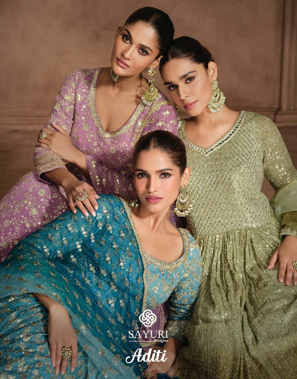 sayuri designer present aditi long designer partywear Gown with dupatta