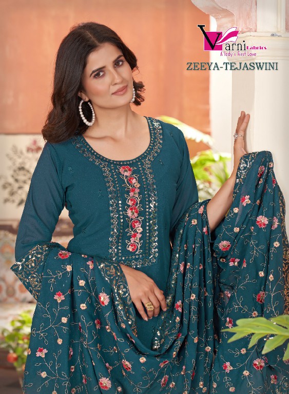 Varni Zeeya Tejaswini Wholesale Readymade Star Georgette Fabrics 3 Piece Suits