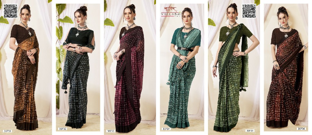 Vallabhi Pravita Wholesale Line Print Georgette Sarees