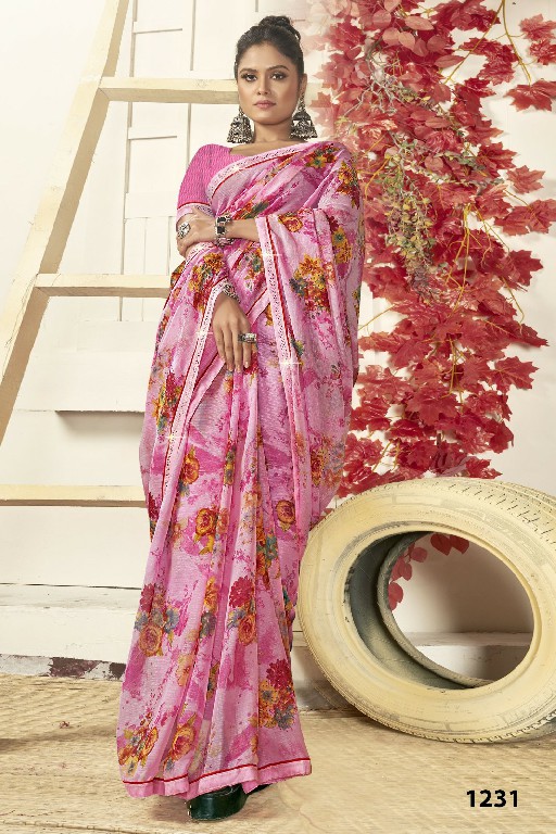 Vallabhi Express Wholesale Floral Print Georgette Sarees