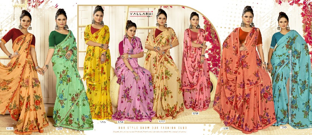 Vallabhi Express Vol-2 Wholesale Floral Print Georgette Sarees