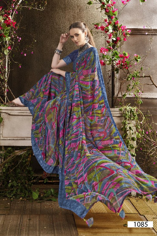 Vallabhi Nityansha Vol-7 Wholesale Abstract Print Georgette Fabrics Sarees