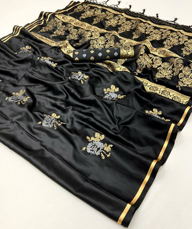 Rajtex Kanthkala Flora Wholesale Pure Satin Handloom Weaving Silk Sarees