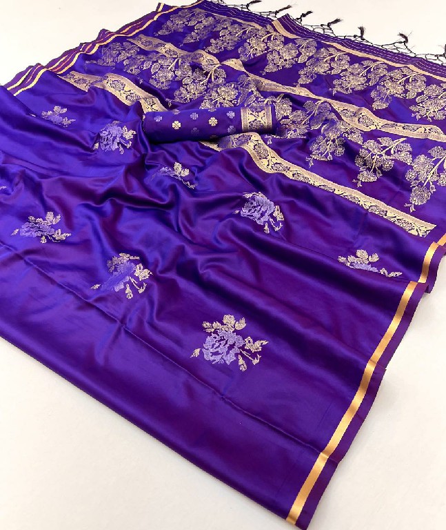 Rajtex Kanthkala Flora Wholesale Pure Satin Handloom Weaving Silk Sarees