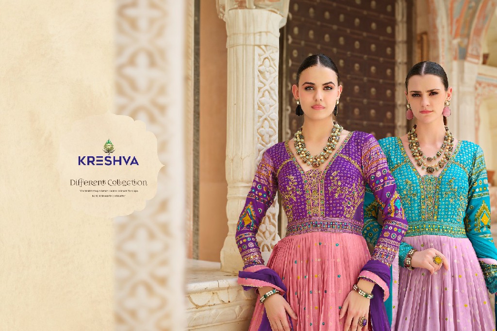 Kreshva Eva Wholesale Smooth Silk With Heavy Work Gown With Dupatta