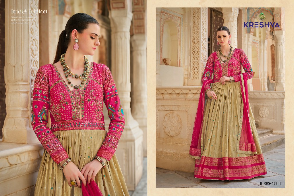 Kreshva Eva Wholesale Smooth Silk With Heavy Work Gown With Dupatta