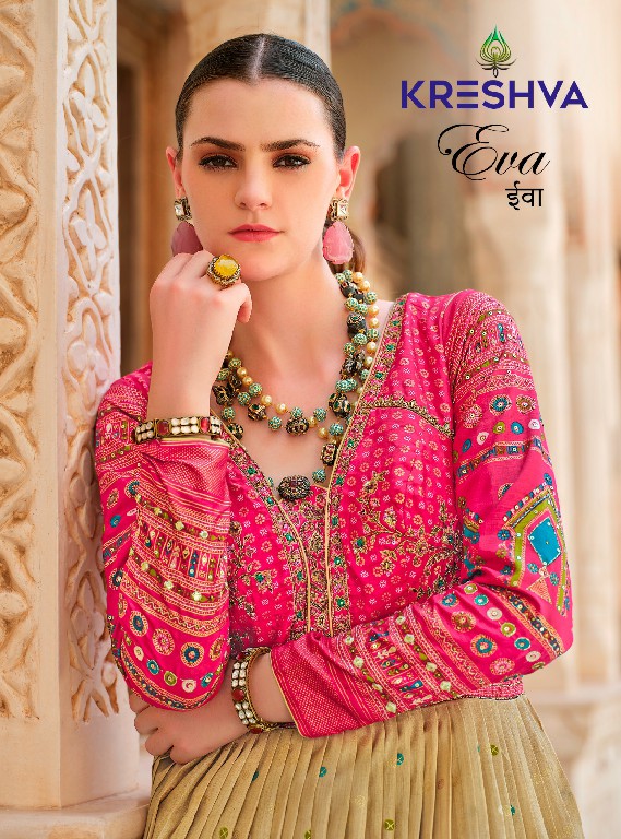 Kreshva Eva Wholesale Smooth Silk With Heavy Work Gown With Dupatta