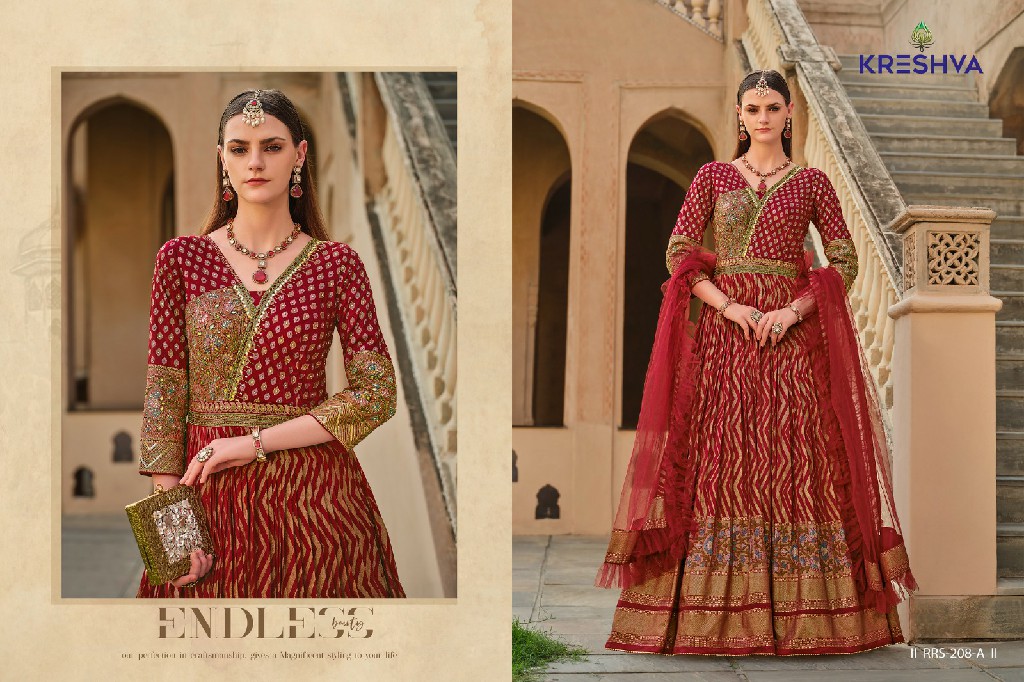 Kreshva Eva Wholesale Smooth Silk With Heavy Work Gown With Dupatta