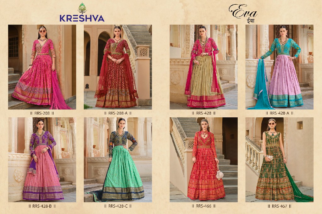 Kreshva Eva Wholesale Smooth Silk With Heavy Work Gown With Dupatta