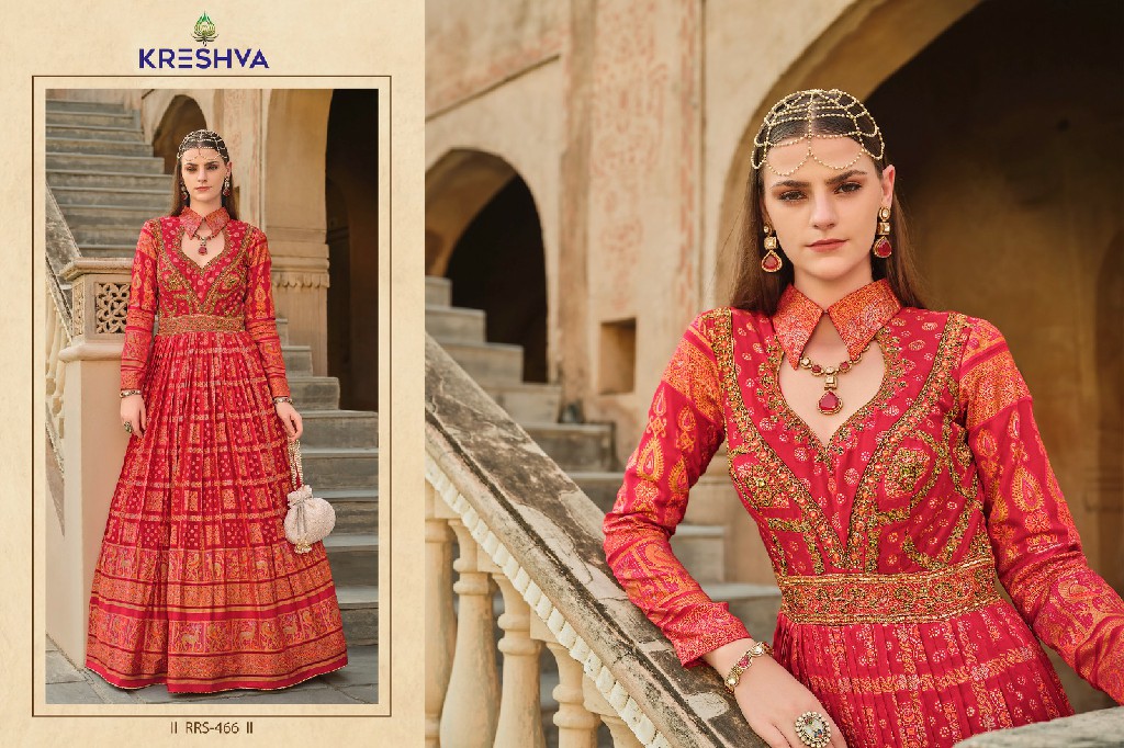Kreshva Eva Wholesale Smooth Silk With Heavy Work Gown With Dupatta