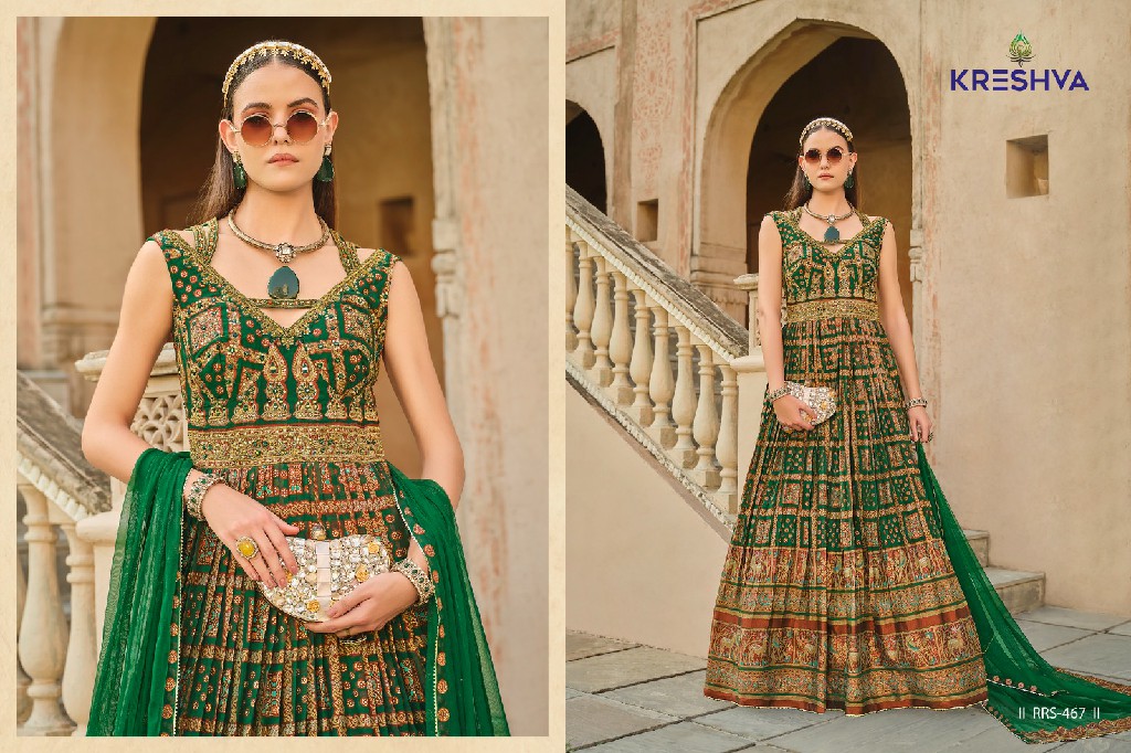 Kreshva Eva Wholesale Smooth Silk With Heavy Work Gown With Dupatta