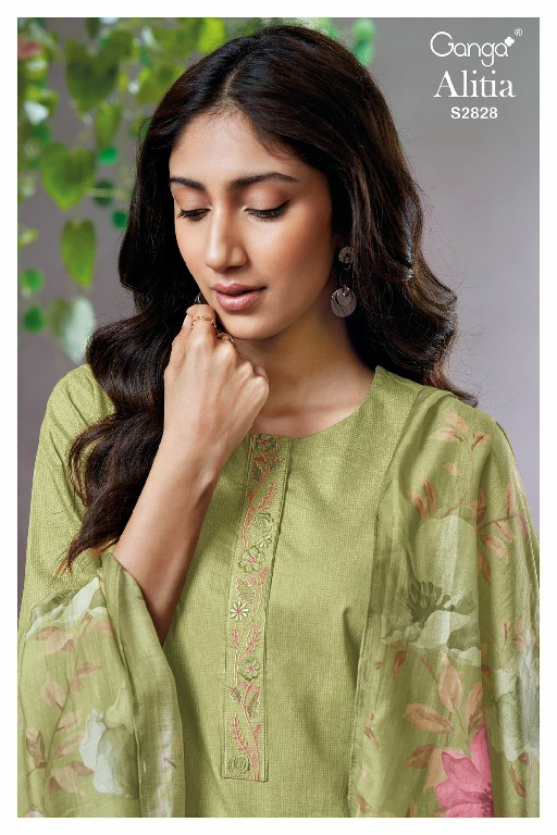 Ganga Alitia S2828 Wholesale Premium Cotton With Embroidery Work Salwar Suits