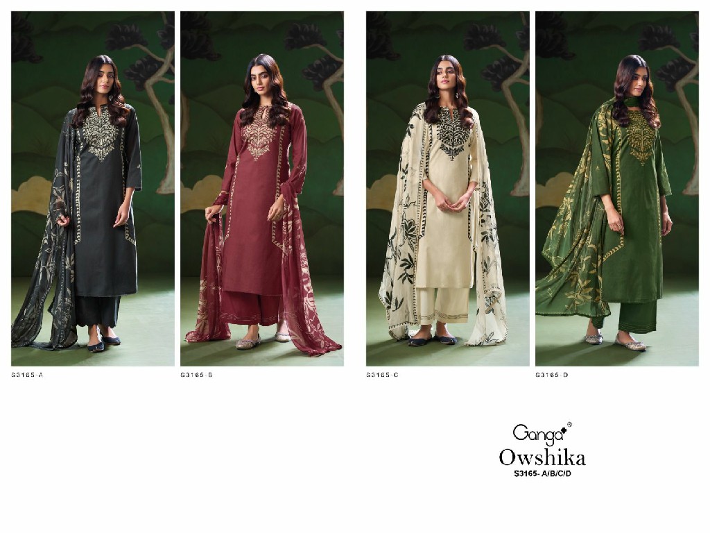 Ganga Owshika S3165 Wholesale Premium Cotton With Hand Work Salwar Suits