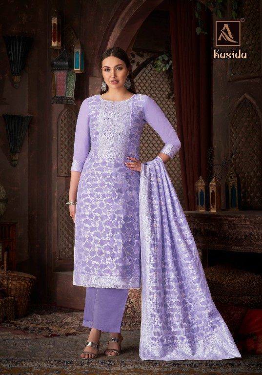 Alok Kasida Wholesale Pure Hand Weave Jacquard Designer With Hand Work Dress Material